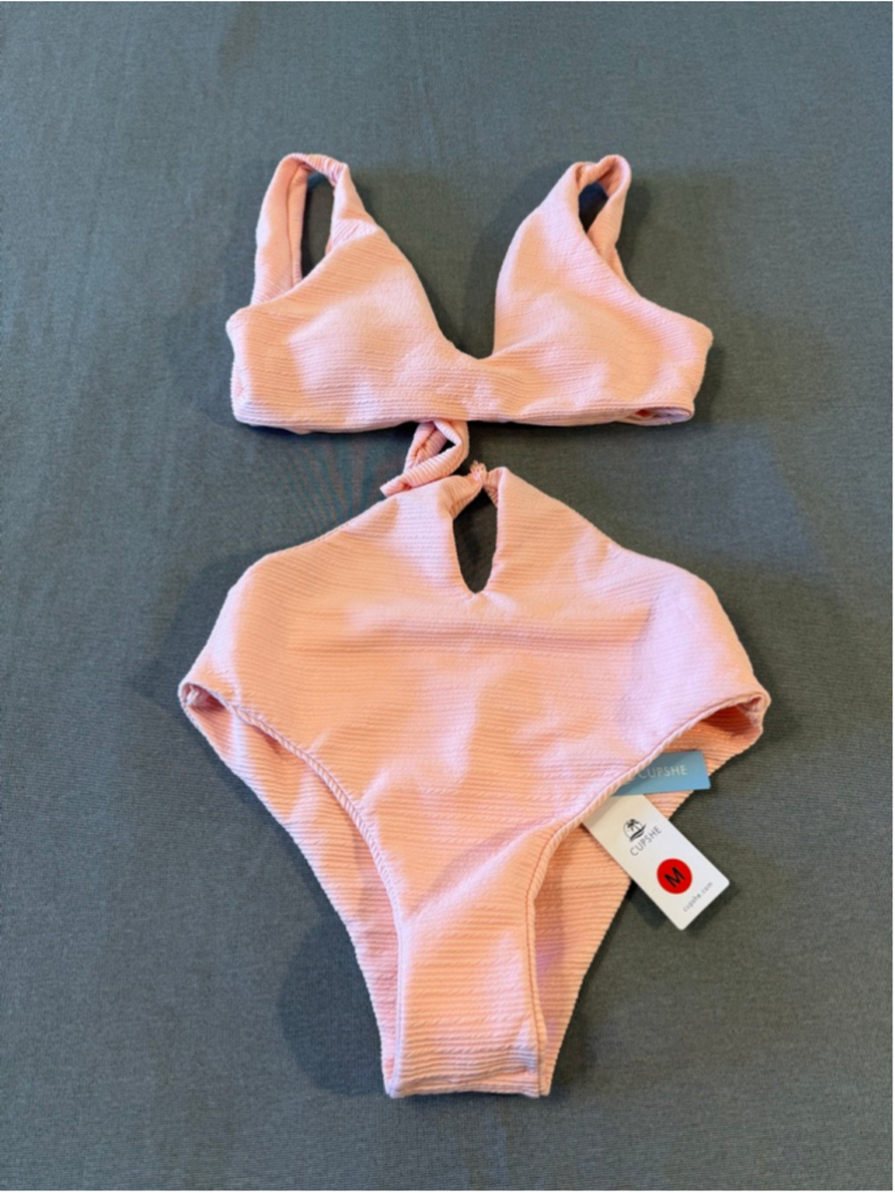 NWTs pink textured monokini swimsuit from Cupshe size M